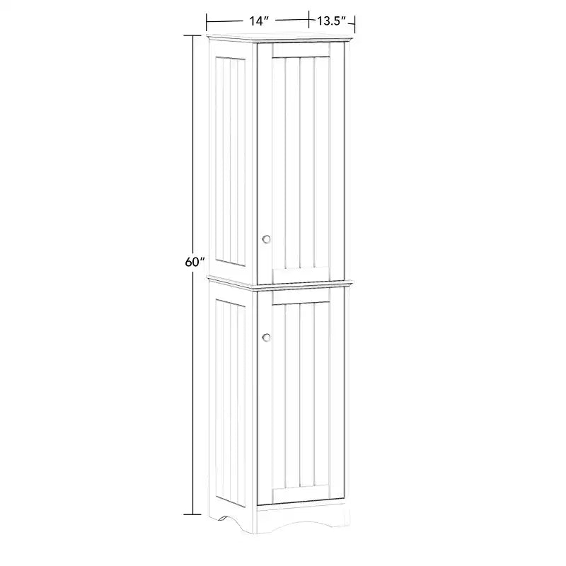 Meuble de rangement haut de salle de bain à deux portes et organisateur de linge avec étagères réglables Blanc