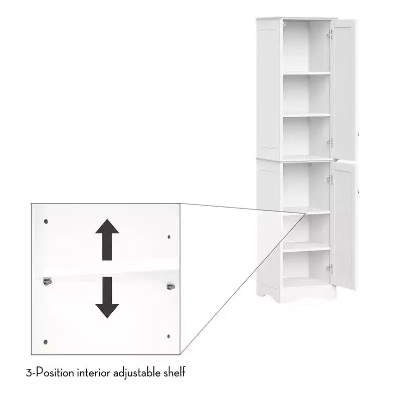 Meuble de rangement haut de salle de bain à deux portes et organisateur de linge avec étagères réglables Blanc