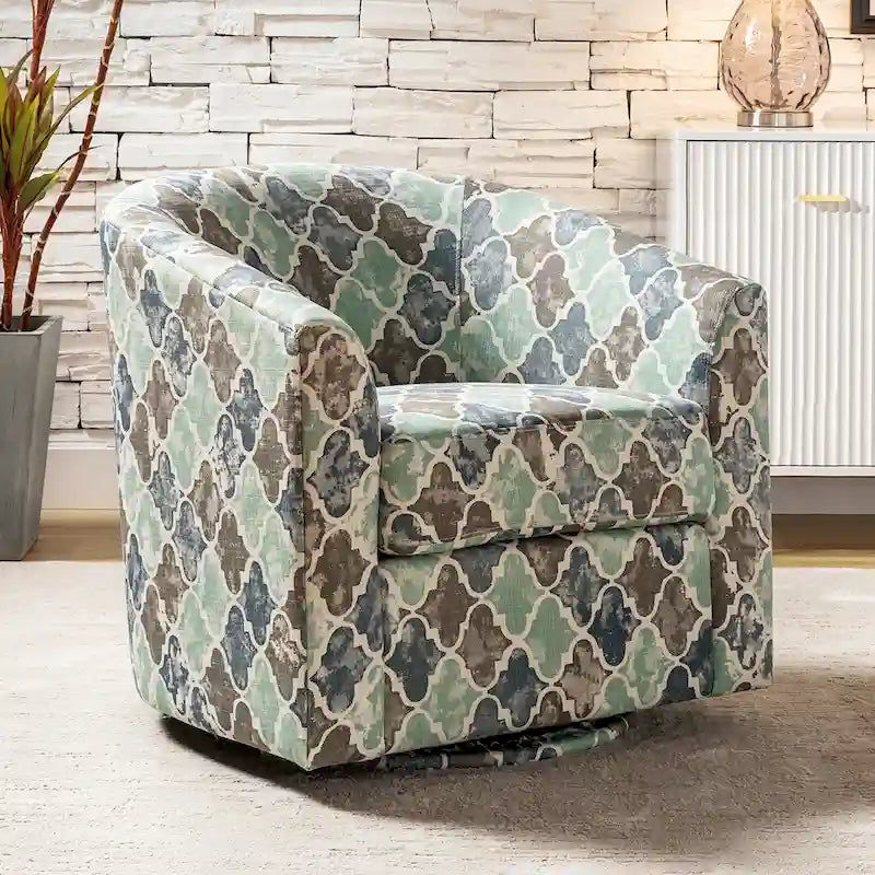 Fauteuil Cuenca moderne en tissu avec piètement pivotant