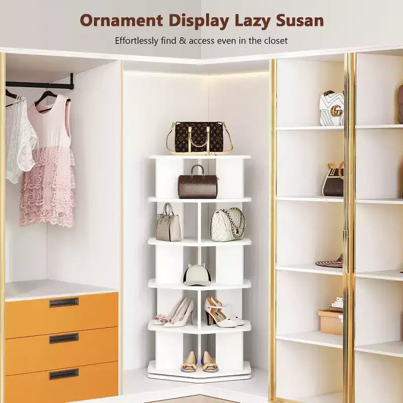 Étagère à chaussures rotative à 360° - Organisateur de chaussures hexagonal rotatif à 5 et 7 niveaux, Noir et Blanc