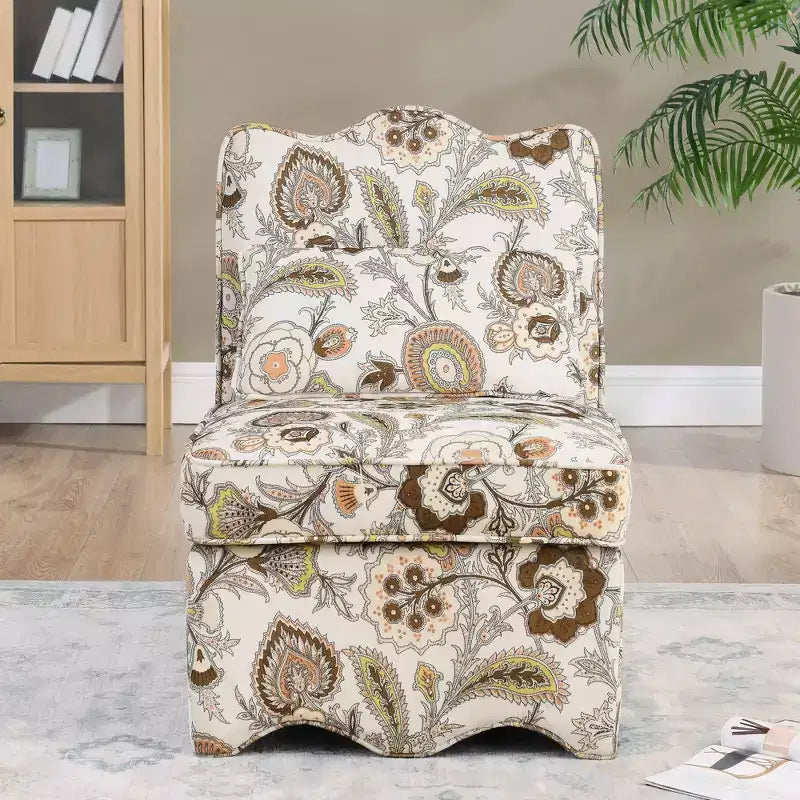 Chaise de salle à manger sans accoudoirs en flanelle avec dossier et assise coussinés