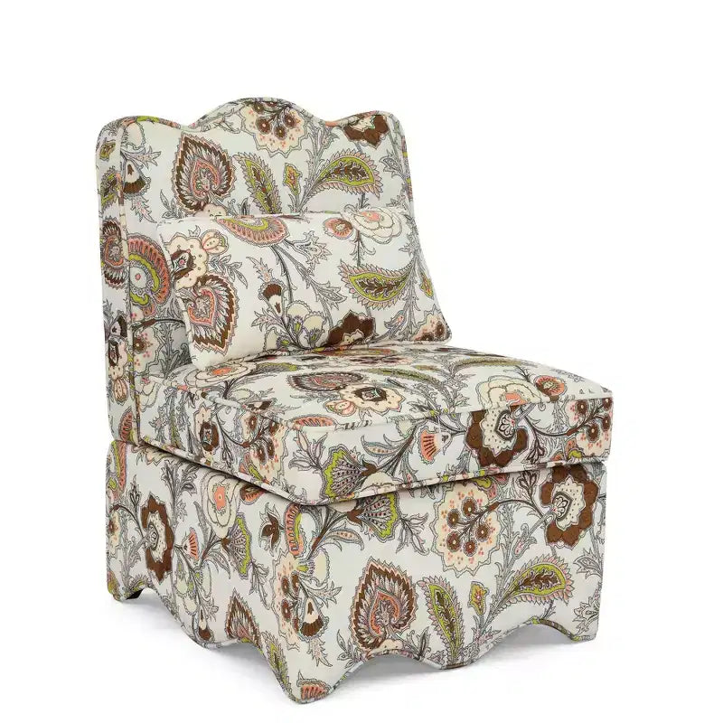 Chaise de salle à manger sans accoudoirs en flanelle avec dossier et assise coussinés