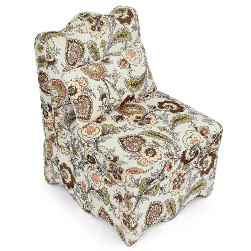 Chaise de salle à manger sans accoudoirs en flanelle avec dossier et assise coussinés