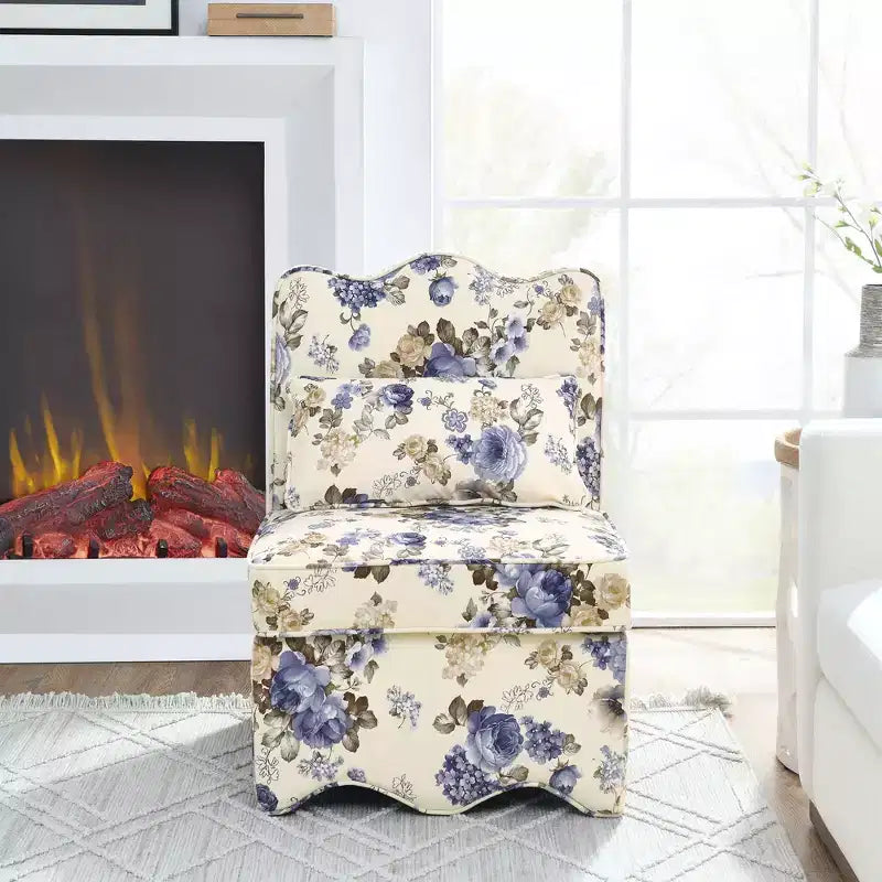 Chaise de salle à manger sans accoudoirs en flanelle avec dossier et assise coussinés
