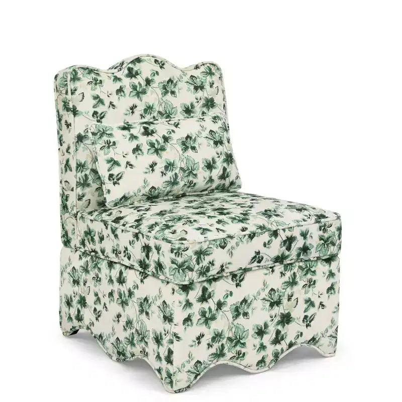 Chaise de salle à manger sans accoudoirs en flanelle avec dossier et assise coussinés