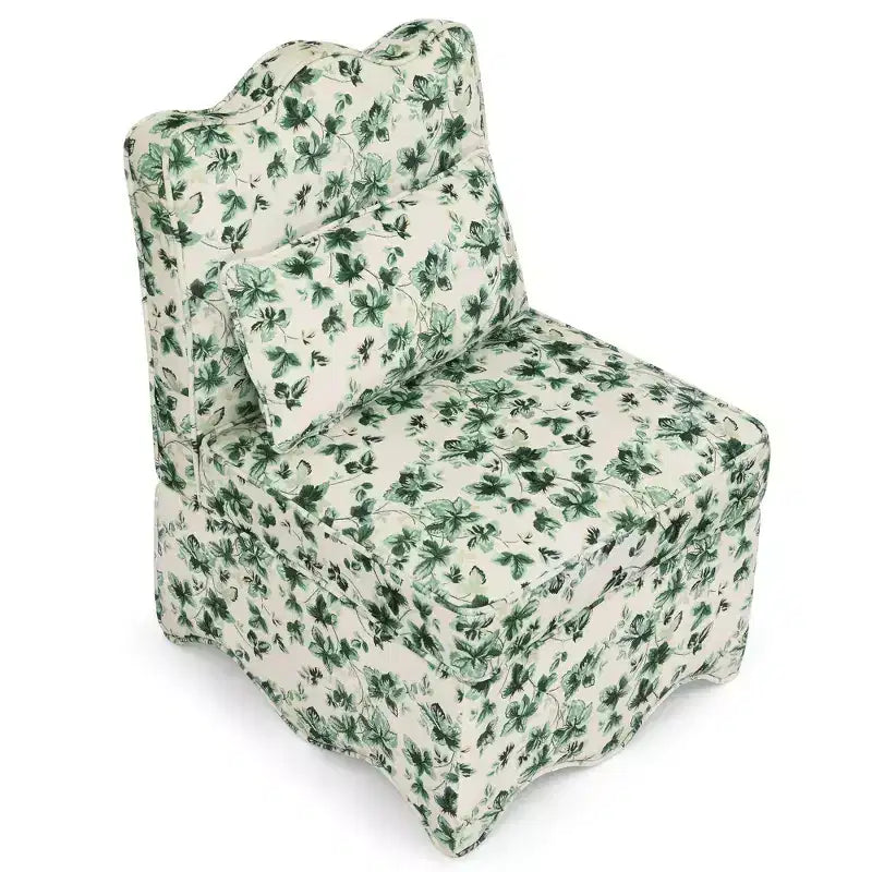 Chaise de salle à manger sans accoudoirs en flanelle avec dossier et assise coussinés
