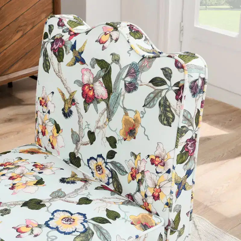 Chaise de salle à manger sans accoudoirs en flanelle avec dossier et assise coussinés