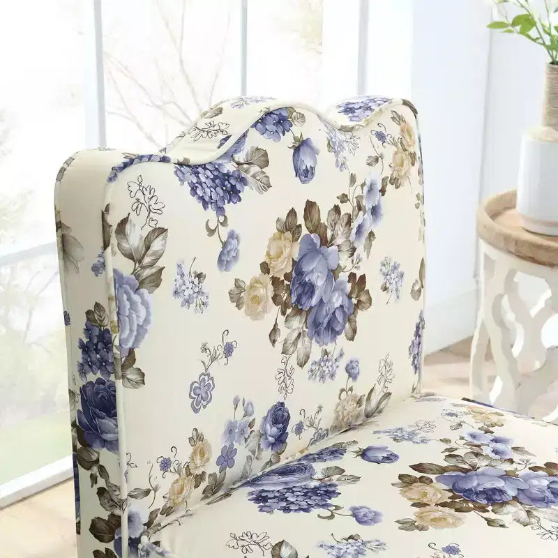 Chaise de salle à manger sans accoudoirs en flanelle avec dossier et assise coussinés