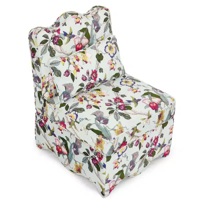 Chaise de salle à manger sans accoudoirs en flanelle avec dossier et assise coussinés