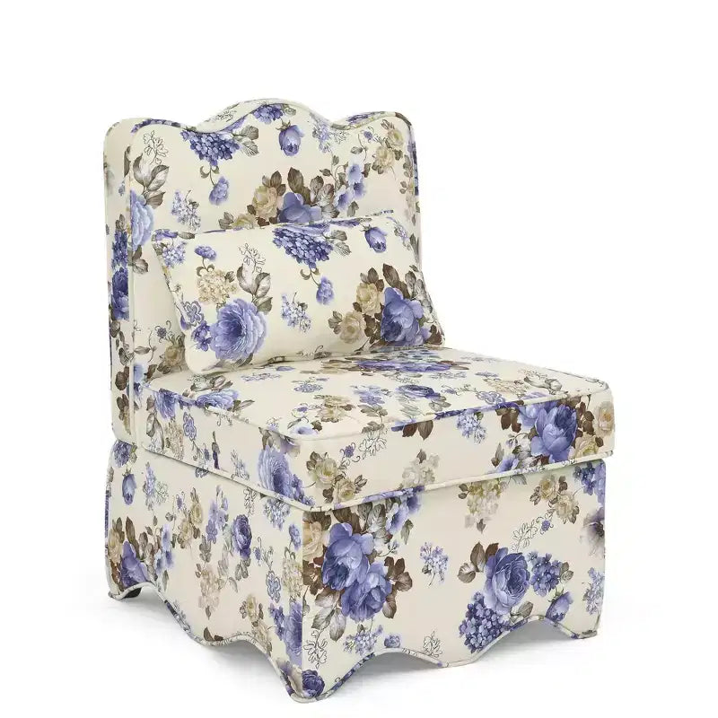 Chaise de salle à manger sans accoudoirs en flanelle avec dossier et assise coussinés