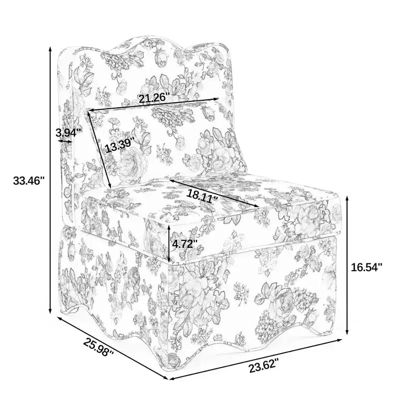 Chaise de salle à manger sans accoudoirs en flanelle avec dossier et assise coussinés