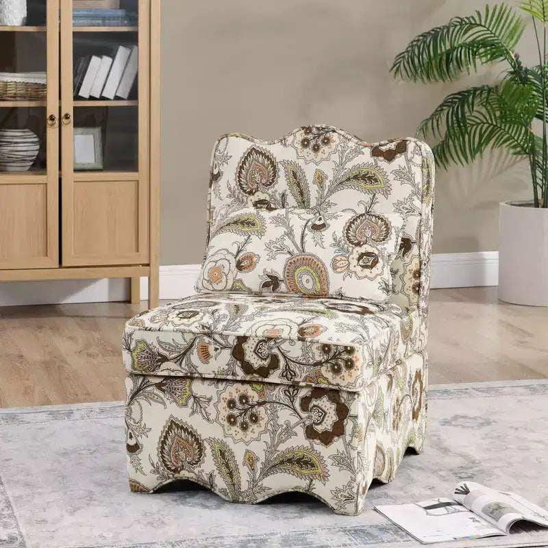 Chaise de salle à manger sans accoudoirs en flanelle avec dossier et assise coussinés