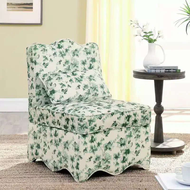 Chaise de salle à manger sans accoudoirs en flanelle avec dossier et assise coussinés