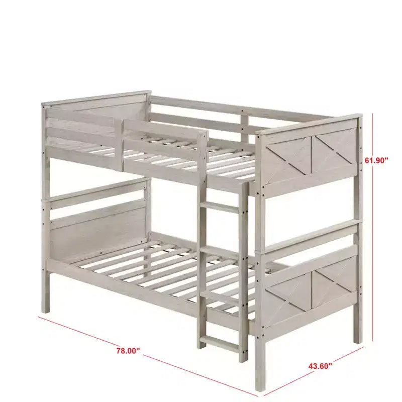 Lit superposé simple sur simple en bois massif, lit jumeau convertible