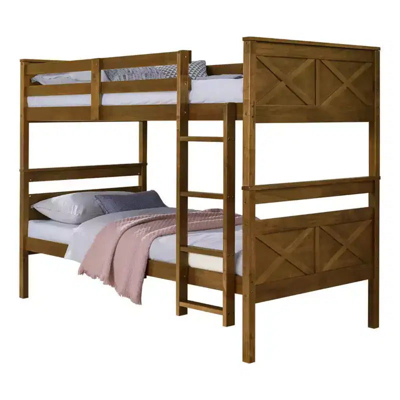 Lit superposé simple sur simple en bois massif, lit jumeau convertible