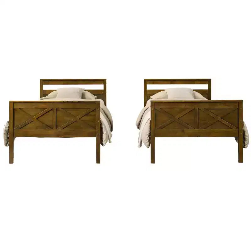 Lit superposé simple sur simple en bois massif, lit jumeau convertible
