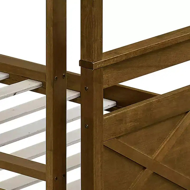 Lit superposé simple sur simple en bois massif, lit jumeau convertible