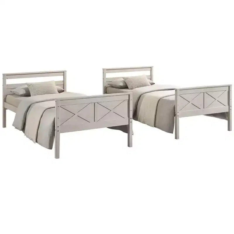 Lit superposé simple sur simple en bois massif, lit jumeau convertible