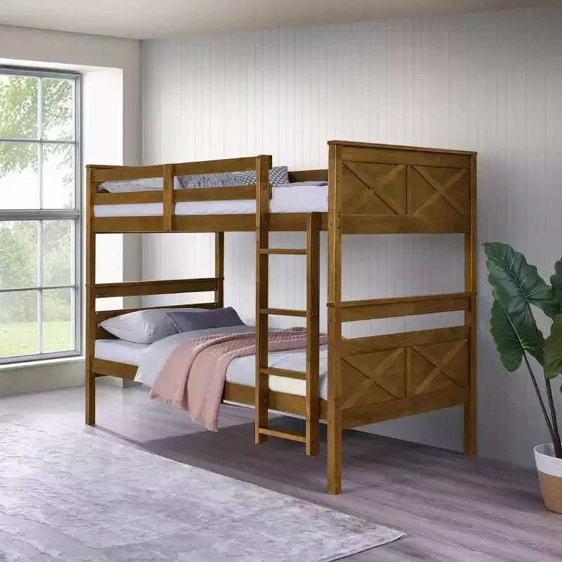 Lit superposé simple sur simple en bois massif, lit jumeau convertible