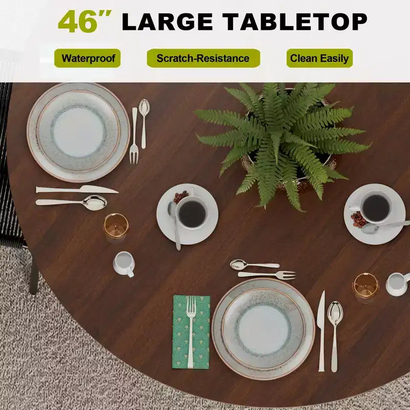 Table de salle à manger ronde et chic de 46 pouces avec piédestal robuste pour 4 personnes