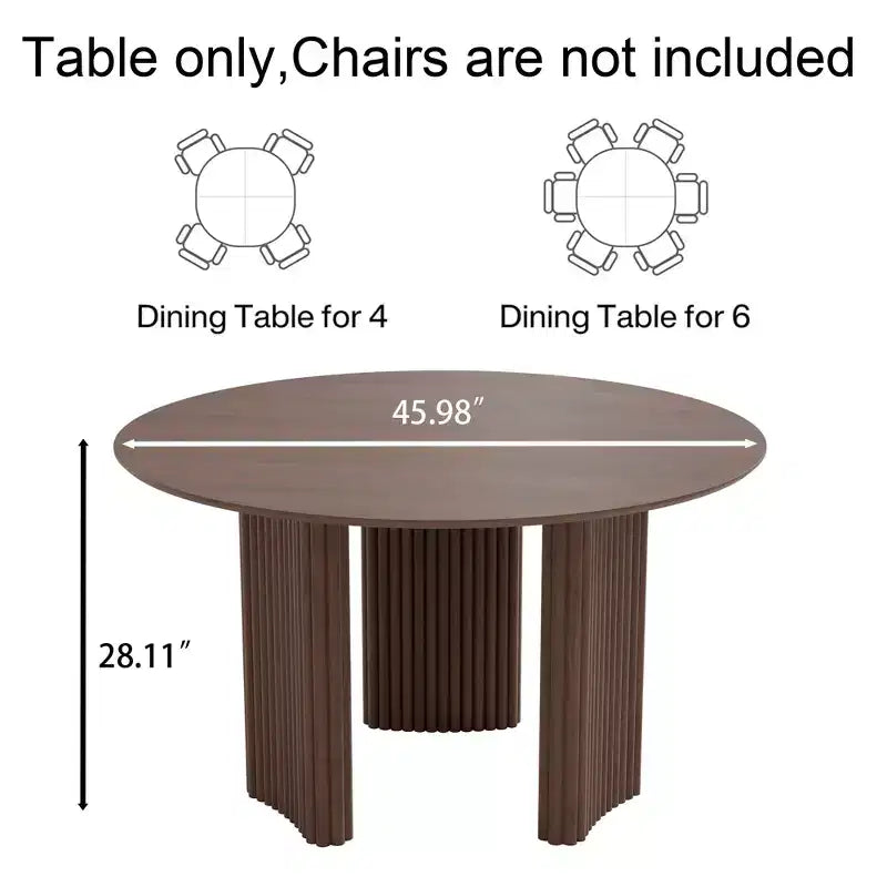Table de salle à manger ronde et chic de 46 pouces avec piédestal robuste pour 4 personnes
