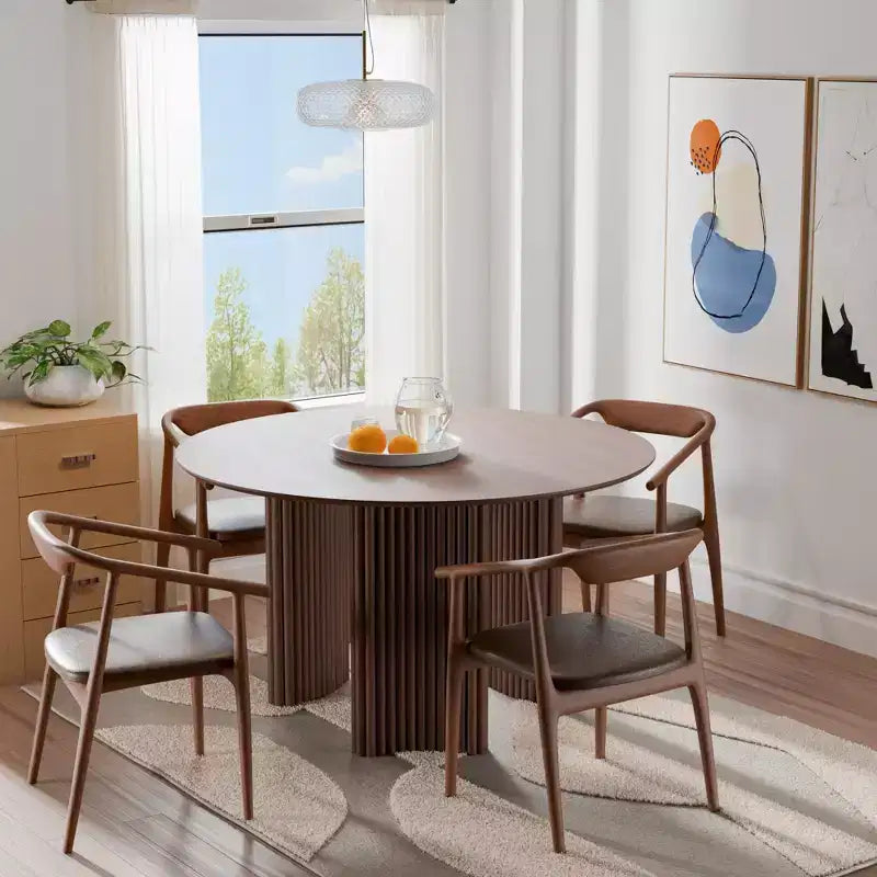 Table de salle à manger ronde et chic de 46 pouces avec piédestal robuste pour 4 personnes