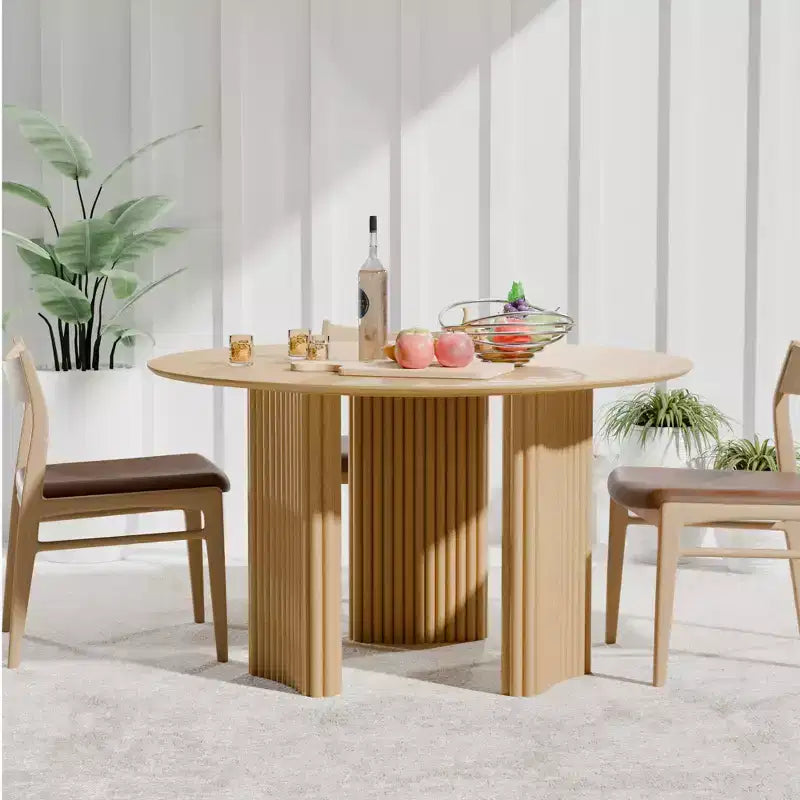 Table de salle à manger ronde et chic de 46 pouces avec piédestal robuste pour 4 personnes