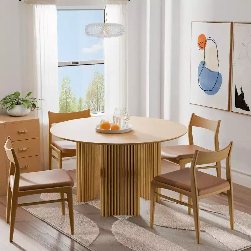 Table de salle à manger ronde et chic de 46 pouces avec piédestal robuste pour 4 personnes