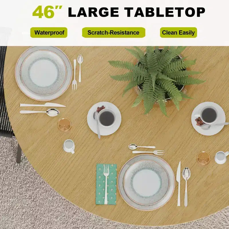 Table de salle à manger ronde et chic de 46 pouces avec piédestal robuste pour 4 personnes