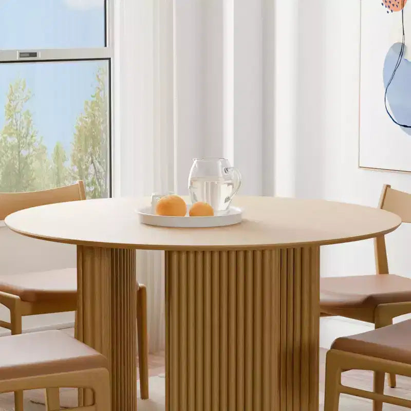 Table de salle à manger ronde et chic de 46 pouces avec piédestal robuste pour 4 personnes