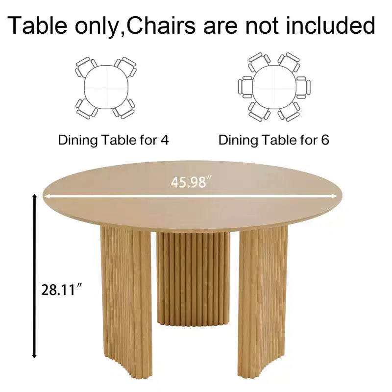 Table de salle à manger ronde et chic de 46 pouces avec piédestal robuste pour 4 personnes