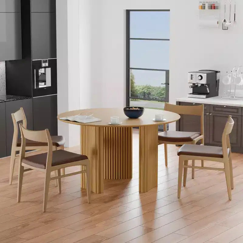 Table de salle à manger ronde et chic de 46 pouces avec piédestal robuste pour 4 personnes