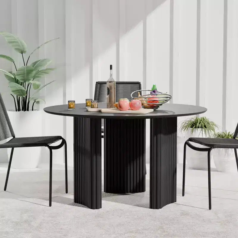 Table de salle à manger ronde et chic de 46 pouces avec piédestal robuste pour 4 personnes