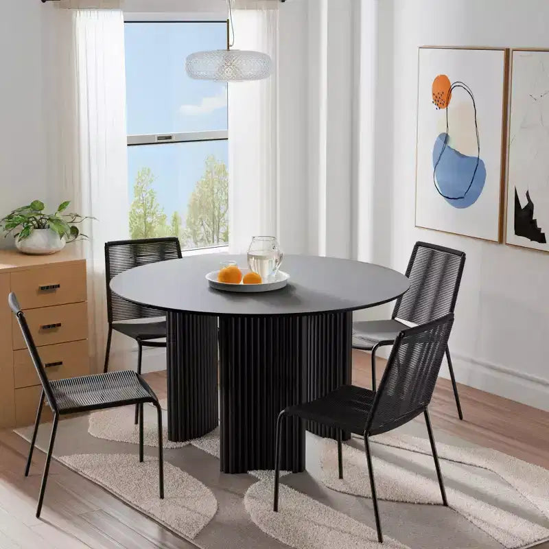 Table de salle à manger ronde et chic de 46 pouces avec piédestal robuste pour 4 personnes