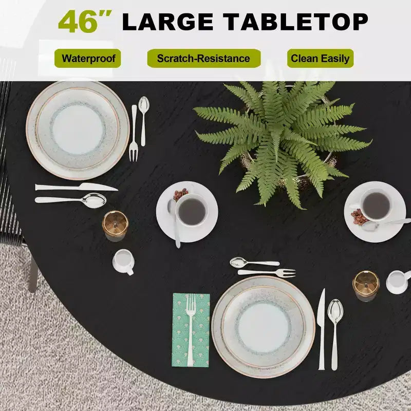 Table de salle à manger ronde et chic de 46 pouces avec piédestal robuste pour 4 personnes