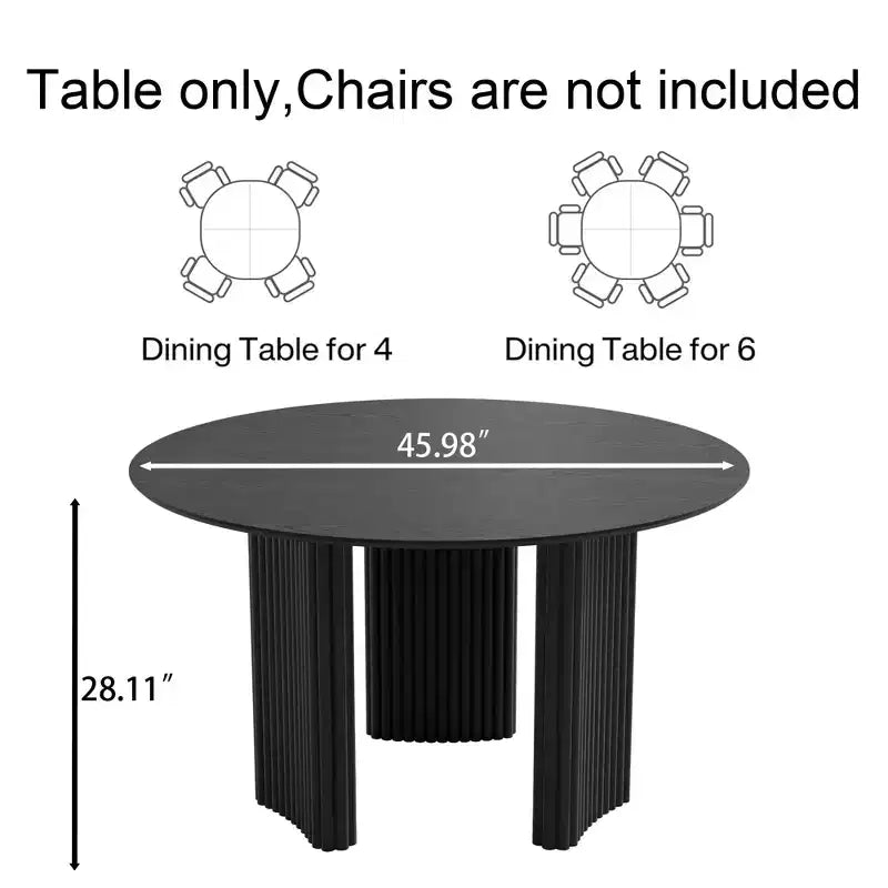 Table de salle à manger ronde et chic de 46 pouces avec piédestal robuste pour 4 personnes