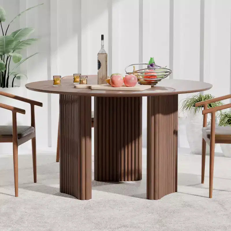 Table de salle à manger ronde et chic de 46 pouces avec piédestal robuste pour 4 personnes