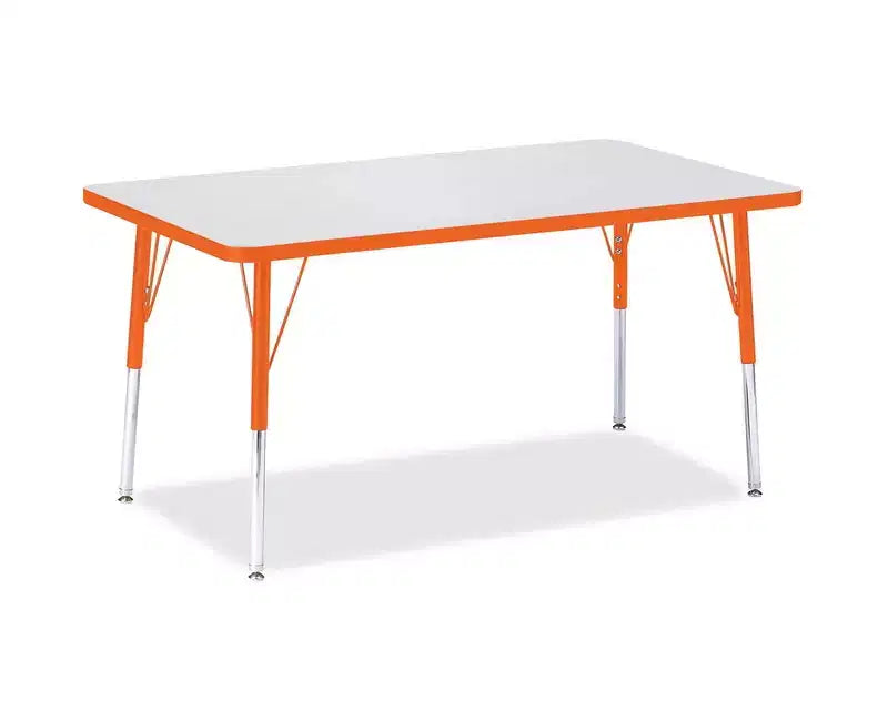 Table rectangulaire orange (30 x 48) à hauteur d'adulte avec bord de couleur