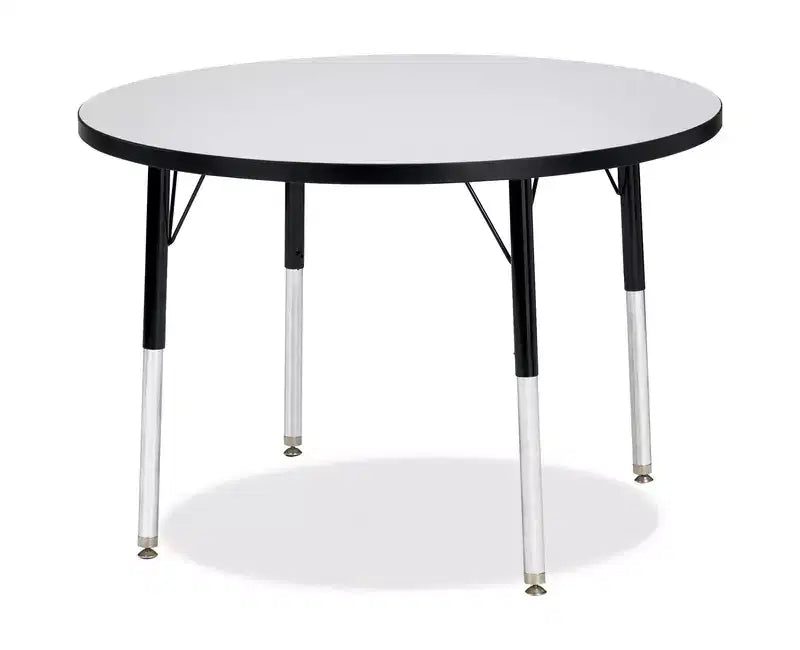 Table ronde (36 x 36) à bords colorés, hauteur adulte, en noir