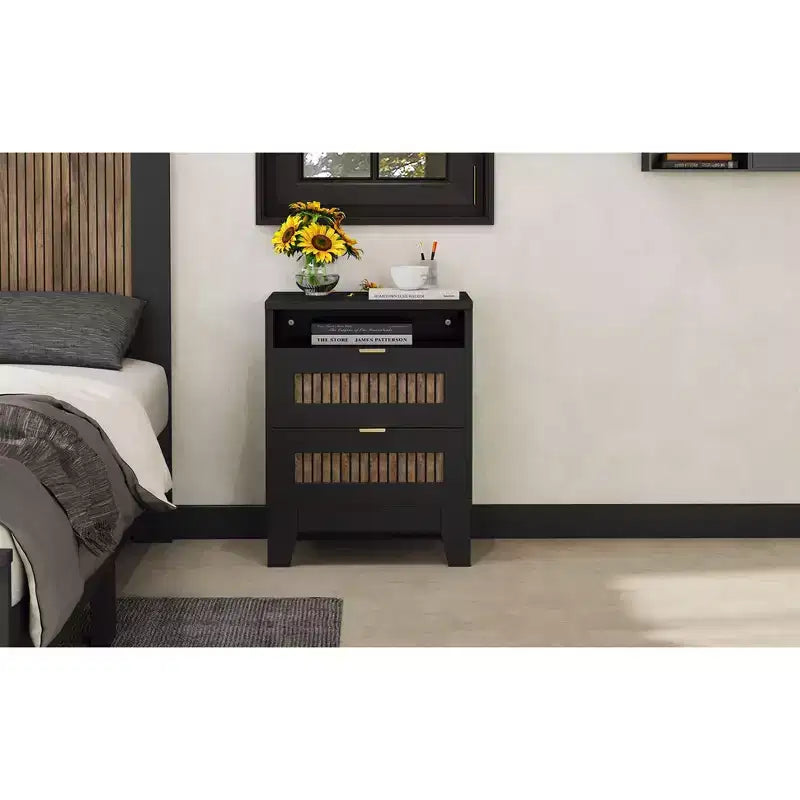 Commode de chambre de style rustique avec 6 tiroirs, meuble de rangement en bois avec poignées métalliques pour salon et couloir, marron