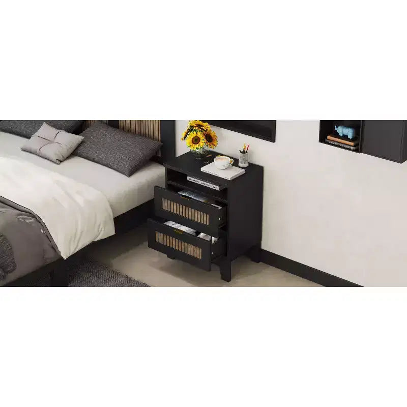 Commode de chambre de style rustique avec 6 tiroirs, meuble de rangement en bois avec poignées métalliques pour salon et couloir, marron