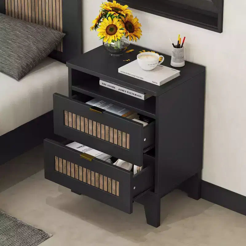 Commode de chambre de style rustique avec 6 tiroirs, meuble de rangement en bois avec poignées métalliques pour salon et couloir, marron