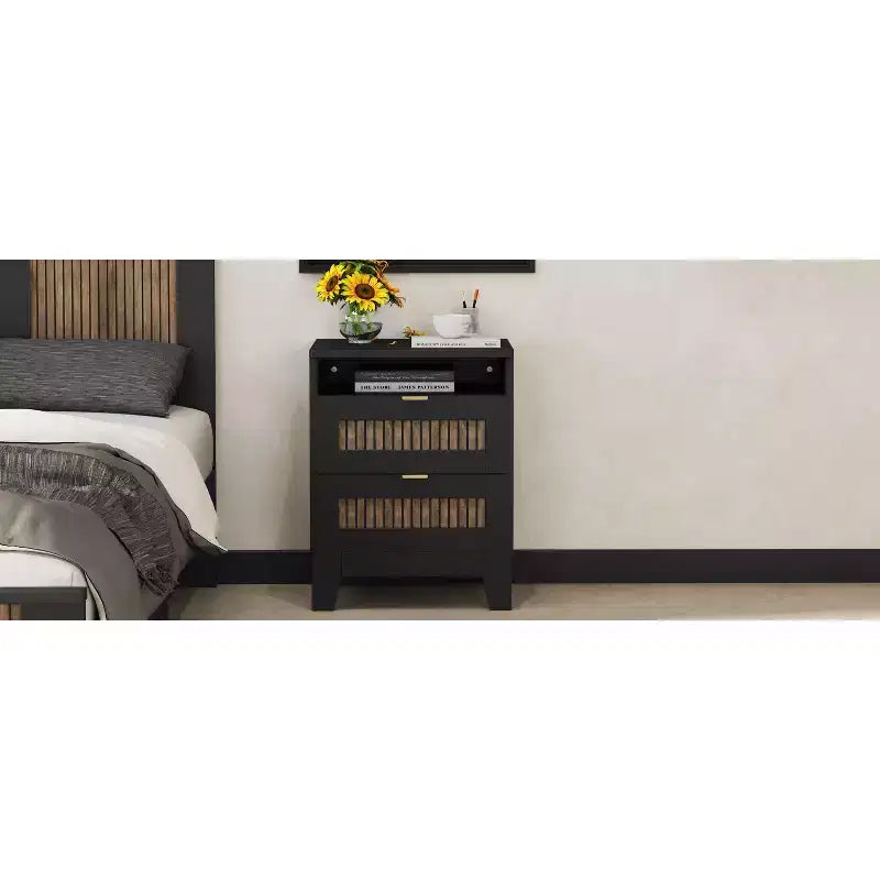 Commode de chambre de style rustique avec 6 tiroirs, meuble de rangement en bois avec poignées métalliques pour salon et couloir, marron