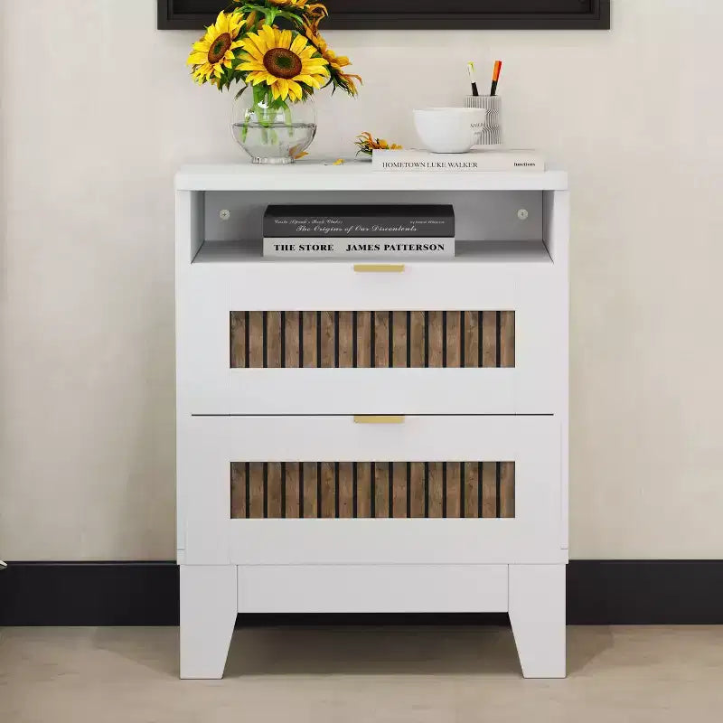 Commode de chambre de style rustique avec 6 tiroirs, meuble de rangement en bois avec poignées métalliques pour salon et couloir, marron