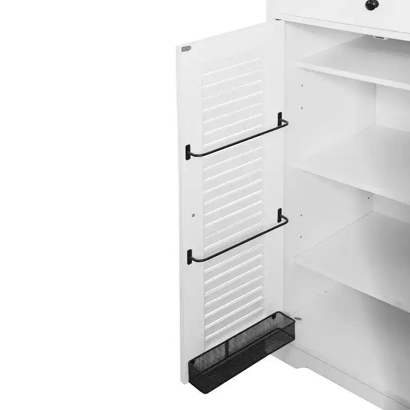 Meuble à chaussures ventilé avec 3 portes basculantes et étagères réglables, organisateur de chaussures autoportant en bois avec dispositif anti-basculement pour entrée