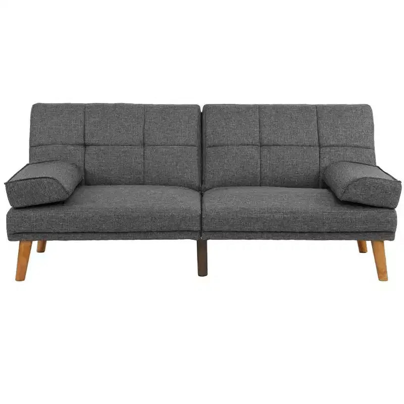 Canapé moderne convertible capitonné, canapé 2 places en peluche avec pieds en bois pour petits appartements, salon