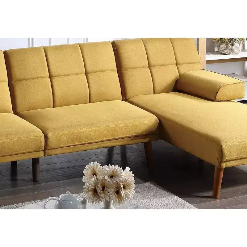 Canapé moderne convertible capitonné, canapé 2 places en peluche avec pieds en bois pour petits appartements, salon