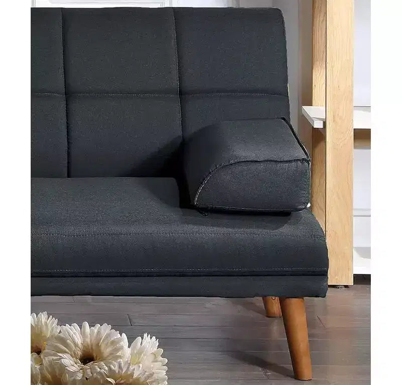 Canapé moderne convertible capitonné, canapé 2 places en peluche avec pieds en bois pour petits appartements, salon