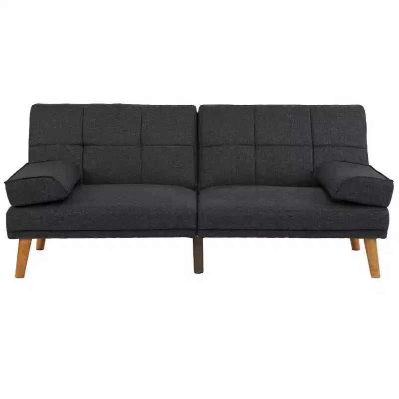 Canapé moderne convertible capitonné, canapé 2 places en peluche avec pieds en bois pour petits appartements, salon
