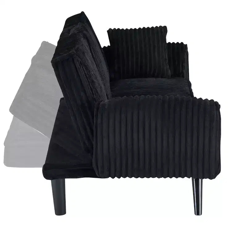 Canapés Minimalistes pour Salon Canapé Lit Convertible en Corduroy Droit avec Dossier Réglable et Porte-Gobelet